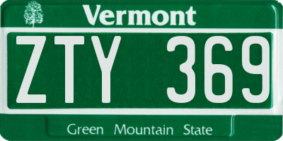 VT license plate ZTY369