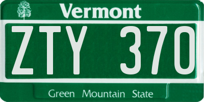 VT license plate ZTY370
