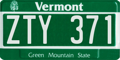 VT license plate ZTY371
