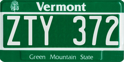 VT license plate ZTY372