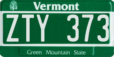 VT license plate ZTY373