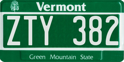 VT license plate ZTY382