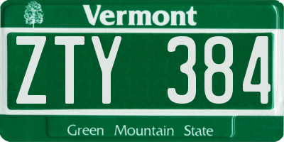 VT license plate ZTY384