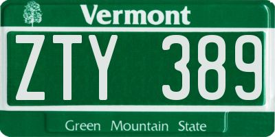 VT license plate ZTY389