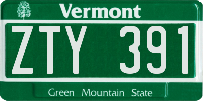 VT license plate ZTY391