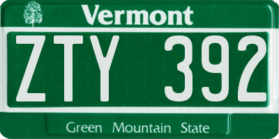 VT license plate ZTY392