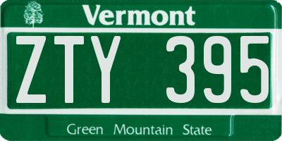 VT license plate ZTY395