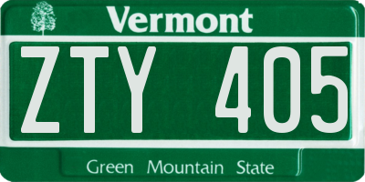 VT license plate ZTY405