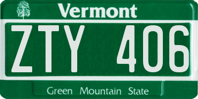 VT license plate ZTY406