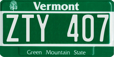 VT license plate ZTY407