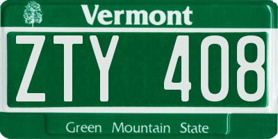 VT license plate ZTY408