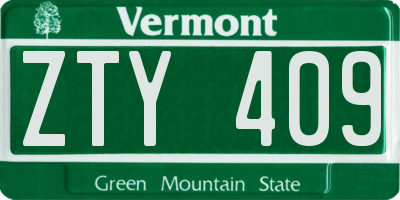 VT license plate ZTY409