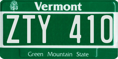 VT license plate ZTY410
