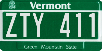 VT license plate ZTY411