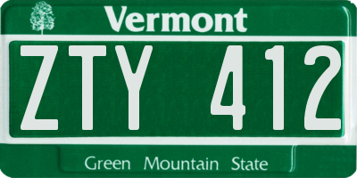 VT license plate ZTY412