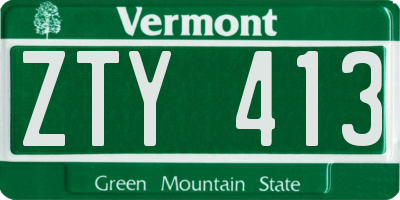 VT license plate ZTY413