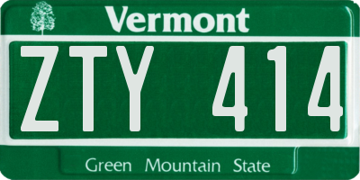VT license plate ZTY414