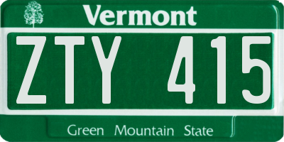 VT license plate ZTY415