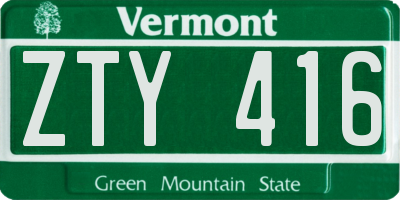 VT license plate ZTY416