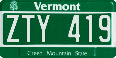 VT license plate ZTY419