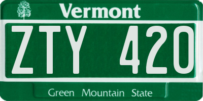 VT license plate ZTY420