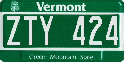 VT license plate ZTY424