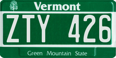 VT license plate ZTY426