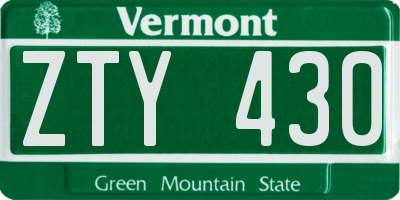 VT license plate ZTY430