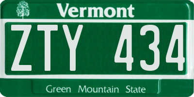VT license plate ZTY434