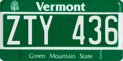 VT license plate ZTY436
