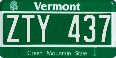VT license plate ZTY437