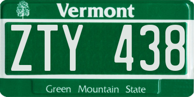 VT license plate ZTY438