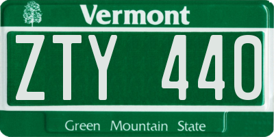 VT license plate ZTY440