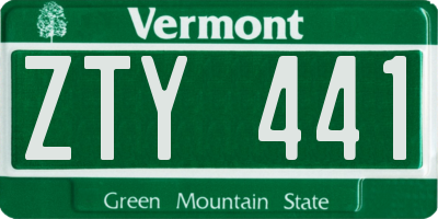 VT license plate ZTY441