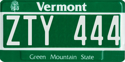 VT license plate ZTY444
