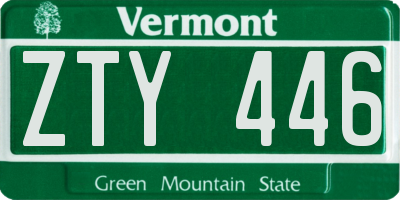 VT license plate ZTY446