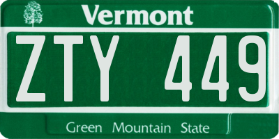 VT license plate ZTY449