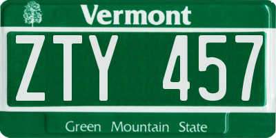 VT license plate ZTY457