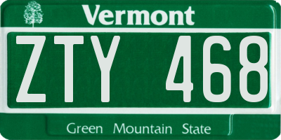 VT license plate ZTY468