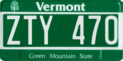 VT license plate ZTY470
