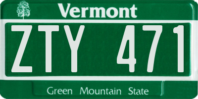 VT license plate ZTY471