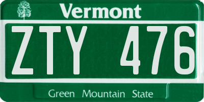 VT license plate ZTY476