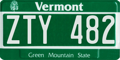 VT license plate ZTY482
