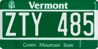 VT license plate ZTY485