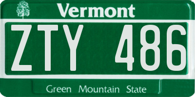 VT license plate ZTY486