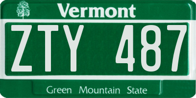 VT license plate ZTY487