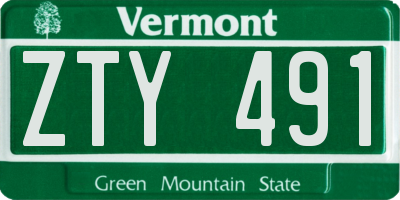 VT license plate ZTY491