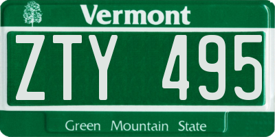 VT license plate ZTY495