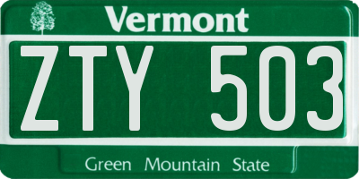 VT license plate ZTY503