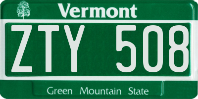 VT license plate ZTY508